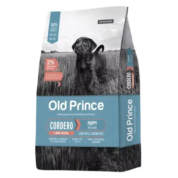 Alimento Balanceado Seco Old Prince Novel Cordero y Arroz Cachorro 15 kg para Perros