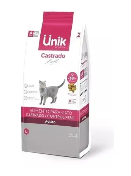 Alimento Balanceado Seco Unik Gato Adulto Control de Peso/castrados 2 kg