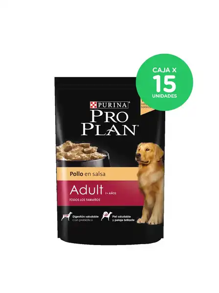 Alimento Húmedo Pro Plan Pouch Adult DOG Chicken 100 g Caja por 15 Unidades para Perros