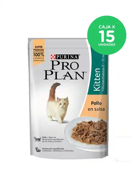Alimento Húmedo Pro Plan Pouch Kitten Gatitos 85 g Caja por 15 Unidades para Gatos