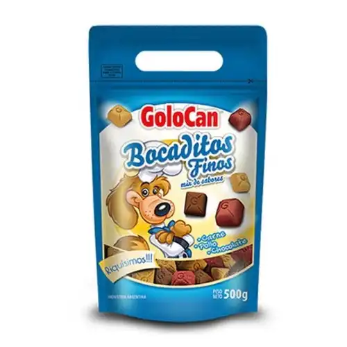 Snack Golocan Bocaditos Finos Carne Pollo Chocolate 500 g para Perros