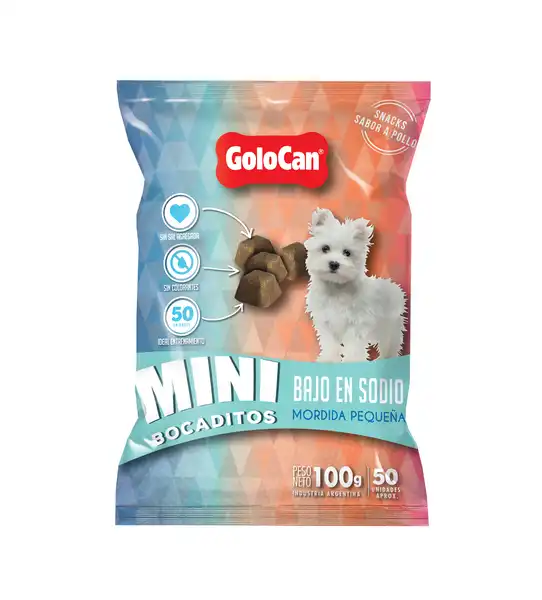 Snack Golocan Mini Bocaditos bajo en Sodio 100 g para Perros