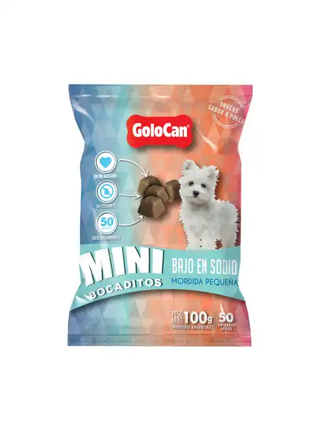 Snack Golocan Mini Bocaditos bajo en Sodio 100 g para Perros