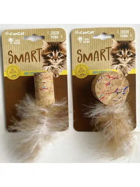 Juguete Can Cat Corcho con Plumas - ECO TOY para Perros