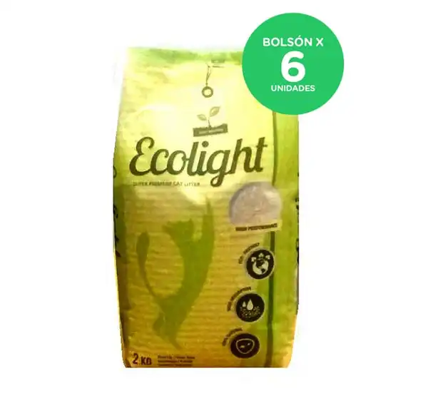 Piedra Sanitaria Ecolight Piedras Sanitarias DRY 2 kg por 6 Unidades para Gatos