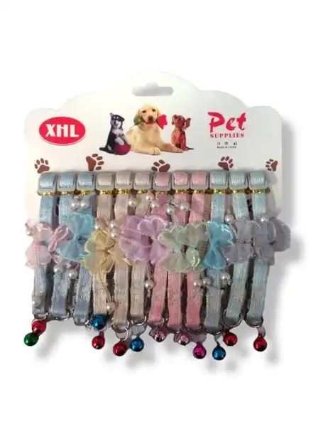 Collar y Correa con Moño Brillo para Perros