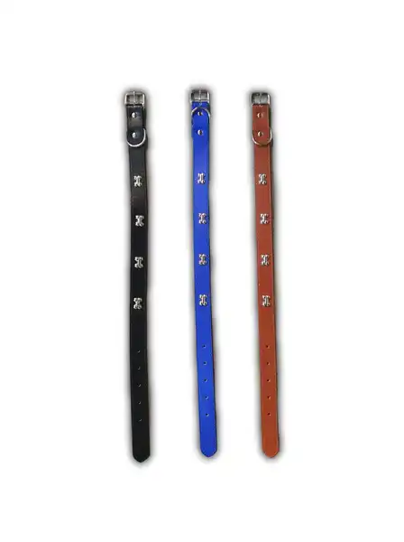 Collar y Correa Per-Ros Ecocuero con Huesito Metal Talle S para Perros
