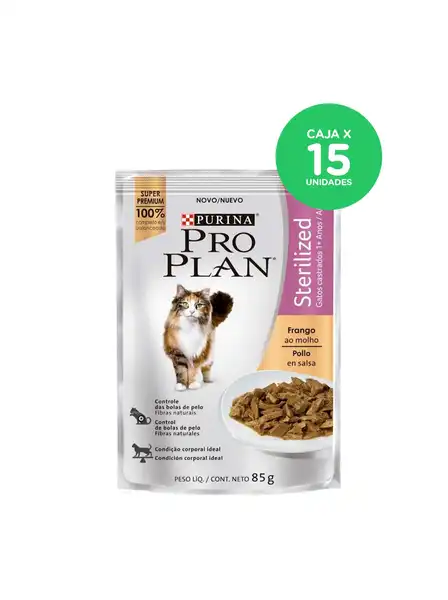 Alimento Húmedo Pro Plan Pouch Sterilized CAT 85 g Caja por 15 Unidades para Gatos