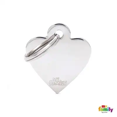 Medalla My Family Basic Chrome Small Heart Chromed Brass MFB21 para Perros