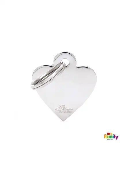 Medalla My Family Basic Chrome Small Heart Chromed Brass MFB21 para Perros