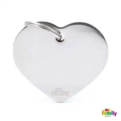 Medalla My Family Basic Chrome BIG Heart Chromed Brass MFB26 para Perros