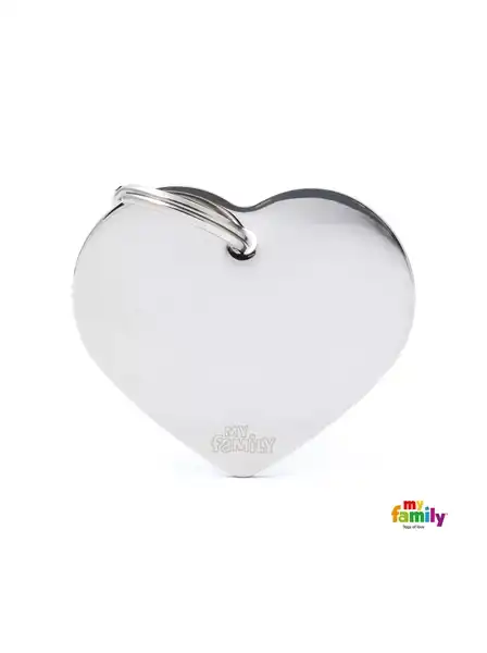 Medalla My Family Basic Chrome BIG Heart Chromed Brass MFB26 para Perros