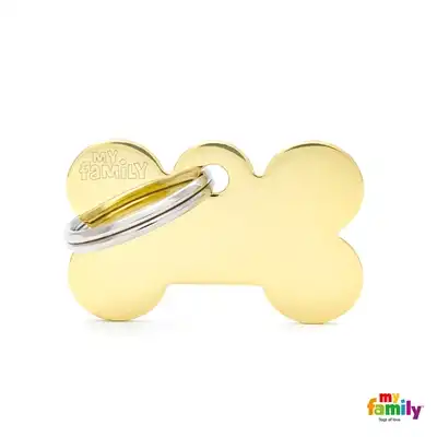 Medalla My Family Basic Gold Small Bone Golden Brass MFB02 para Perros