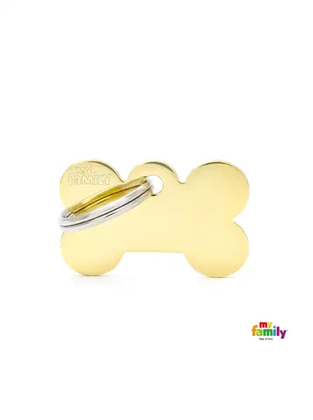 Medalla My Family Basic Gold Small Bone Golden Brass MFB02 para Perros