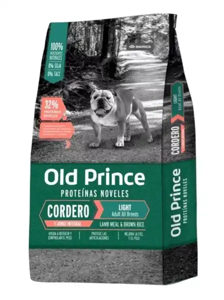 Alimento Balanceado Seco Old Prince Novel Cordero y Arroz Adultos Light 3 kg para Perros