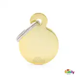 Medalla My Family Basic Gold Small Round Golden Brass MFB12 para Perros