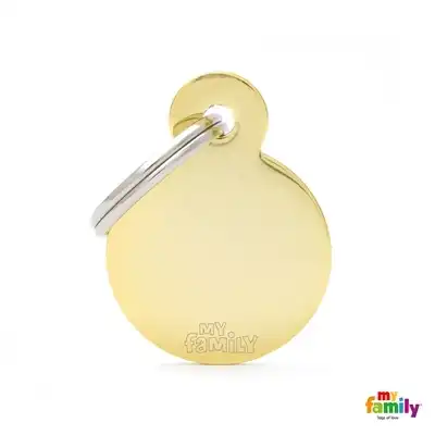 Medalla My Family Basic Gold Small Round Golden Brass MFB12 para Perros