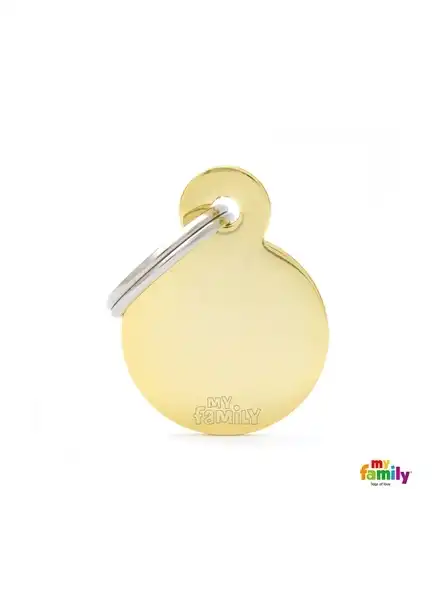 Medalla My Family Basic Gold Small Round Golden Brass MFB12 para Perros