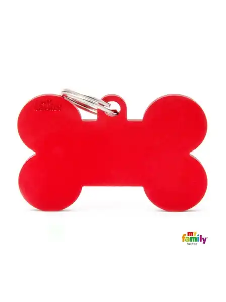 Medalla My Family Basic XL RED Aluminum Bone MFXL02 para Perros