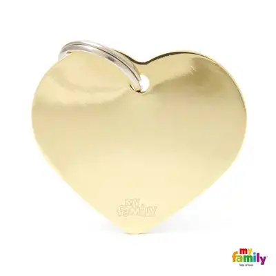 Medalla My Family Basic Gold BIG Heart Golden Brass MFB27 para Perros
