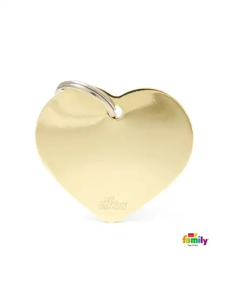 Medalla My Family Basic Gold BIG Heart Golden Brass MFB27 para Perros