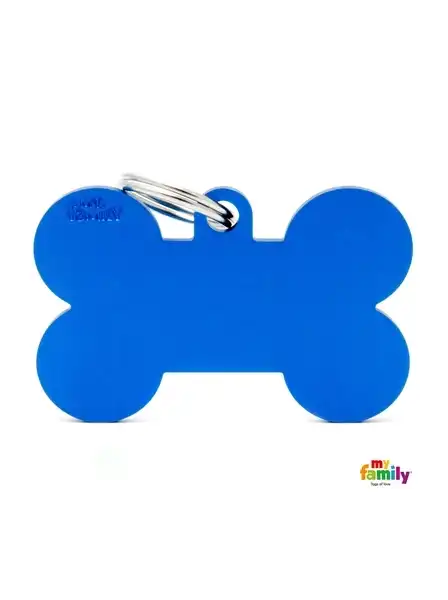 Medalla My Family Basic XL Blue XL Aluminum Bone MFBXL01 para Perros