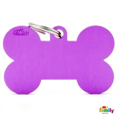 Medalla My Family Basic XL Purple Aluminum Bone MFXL04 para Perros