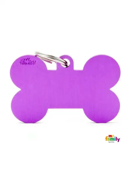 Medalla My Family Basic XL Purple Aluminum Bone MFXL04 para Perros
