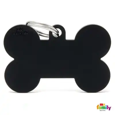 Medalla My Family Basic XL Bone Aluminum Black MFBXL05 para Perros