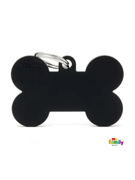Medalla My Family Basic XL Bone Aluminum Black MFBXL05 para Perros