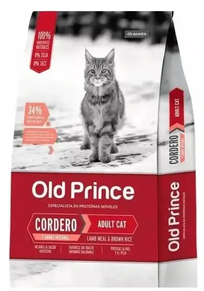 Alimento Balanceado Seco Old Prince Novel Cordero y Arroz Gatos Adultos 1 kg