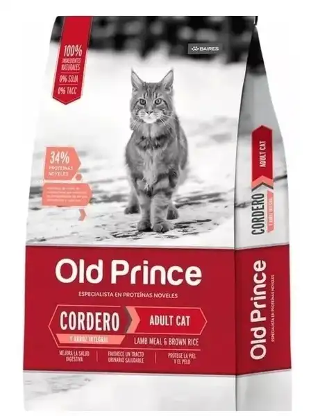 Alimento Balanceado Seco Old Prince Novel Cordero y Arroz Gatos Adultos 1 kg