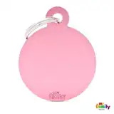 Medalla My Family Basic BIG Round Aluminum Pink MFB19 para Perros