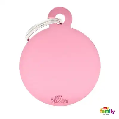 Medalla My Family Basic BIG Round Aluminum Pink MFB19 para Perros
