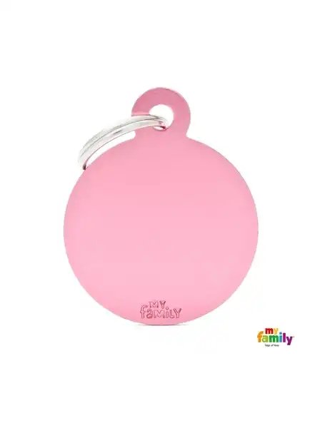 Medalla My Family Basic BIG Round Aluminum Pink MFB19 para Perros