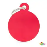 Medalla My Family Basic BIG Round Aluminum RED MFB20 para Perros
