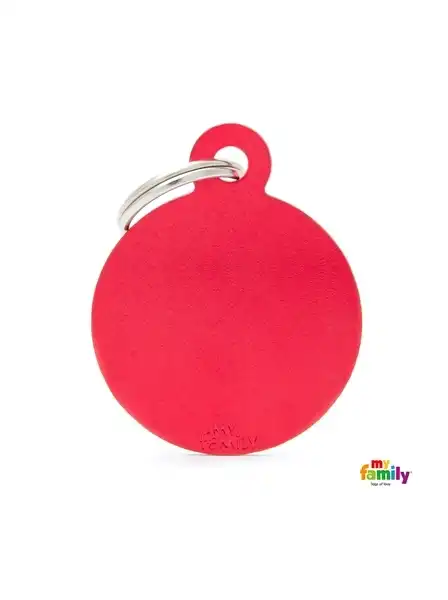 Medalla My Family Basic BIG Round Aluminum RED MFB20 para Perros