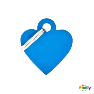 Medalla My Family Basic Small Heart Aluminum Blue MFB23 para Perros