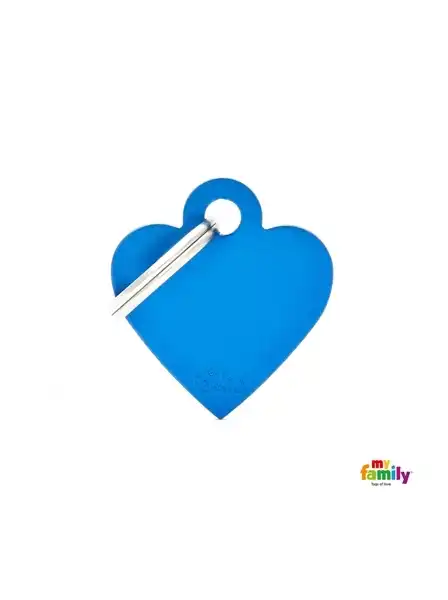 Medalla My Family Basic Small Heart Aluminum Blue MFB23 para Perros