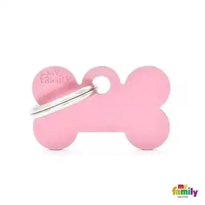 Medalla My Family Basic Small Bone Aluminum Pink MFB04 para Perros
