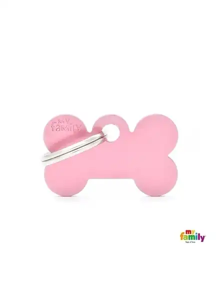 Medalla My Family Basic Small Bone Aluminum Pink MFB04 para Perros