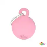 Medalla My Family Basic Small Round Aluminum Pink MFB14 para Perros