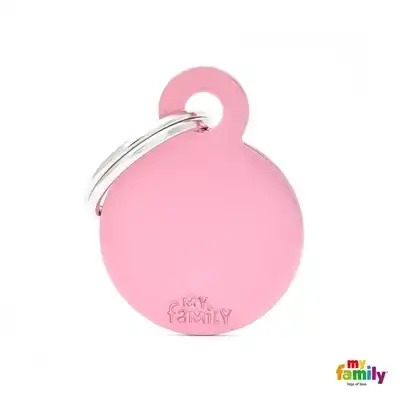 Medalla My Family Basic Small Round Aluminum Pink MFB14 para Perros