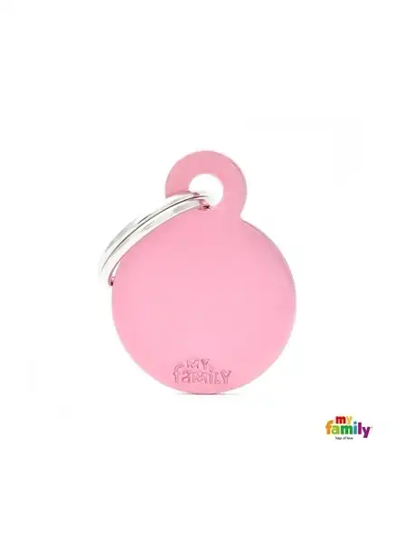 Medalla My Family Basic Small Round Aluminum Pink MFB14 para Perros