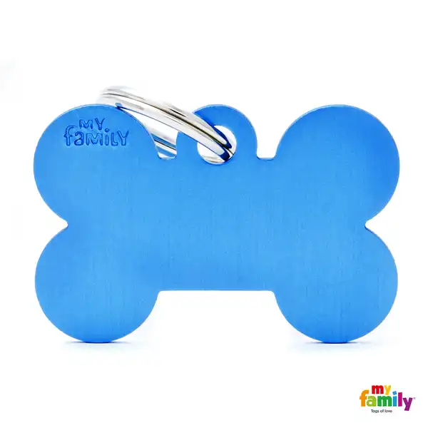 Medalla My Family Basic BIG Bone Aluminum Blue MFB08 para Perros