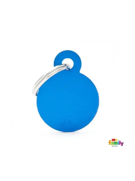 Medalla My Family Basic Small Round Aluminum Blue MFB13 para Perros