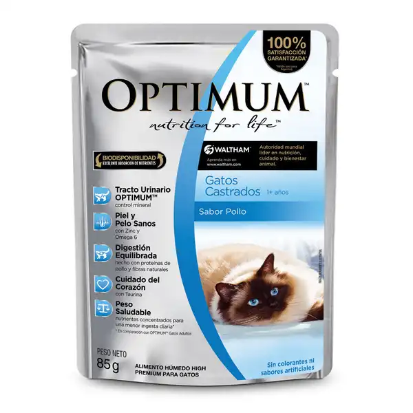 Alimento Húmedo Optimum Pouch Gatos Castrados 85 g