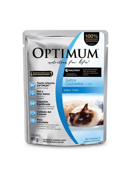 Alimento Húmedo Optimum Pouch Gatos Castrados 85 g