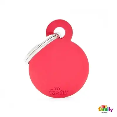 Medalla My Family Basic Small Round Aluminum RED MFB15 para Perros