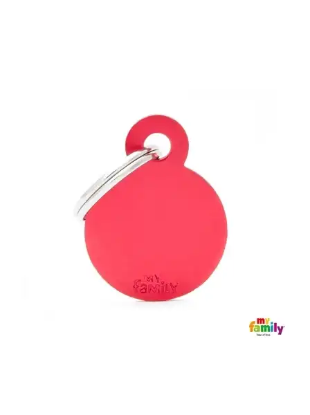 Medalla My Family Basic Small Round Aluminum RED MFB15 para Perros